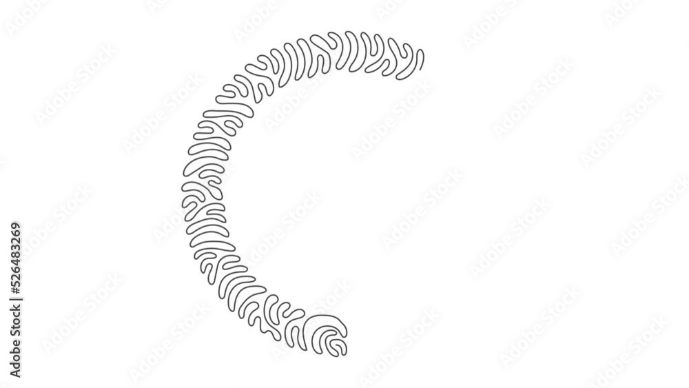 Poster animated self drawing of single continuous line draw flat circle icon. black geometric shape. round 