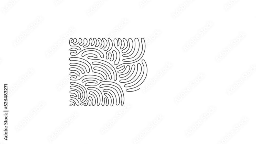 Poster animated self drawing of continuous line draw shapes, rectangle. simple line, outline 3d figures ico