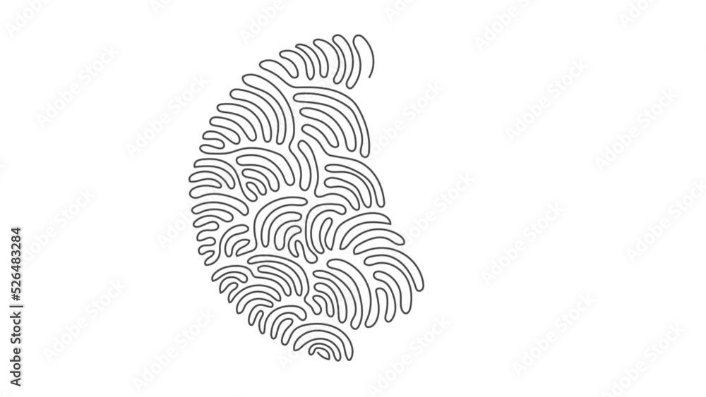 Poster animated self drawing of continuous line draw flat circle icon. black geometric shape. round object.