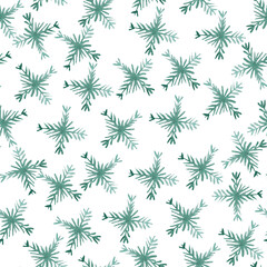 Snowflakes winter blue watercolor seamless pattern. Template for decorating designs and illustrations.