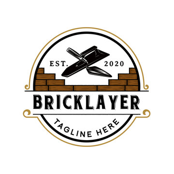 builder logo design. trowel and brick concept, very suitable for home repair or construction services.