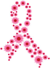Breast cancer symbol with flowers