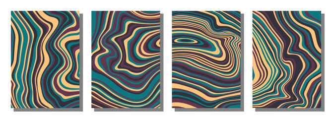Abstract psychedelic groovy set background.