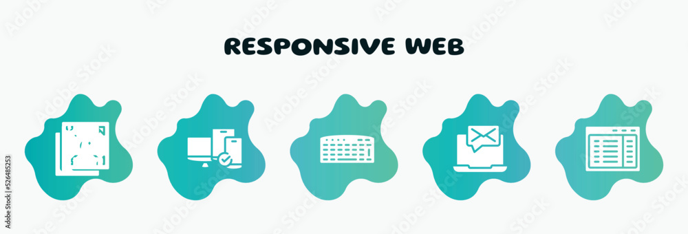 Poster responsive web filled icons set. flat icons such as tablet smartphone computer checked, keyboad, mes