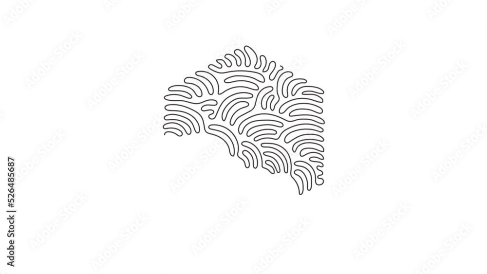 Poster animated self drawing of continuous line draw hand drawn hexagon, blank drawing frame isolated on wh