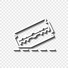 Blade razor with cutting line simple icon vector. Flat design. White with shadow on transparent grid.ai