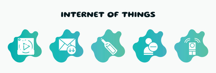 internet of things filled icons set. flat icons such as receive mail, message in a bottle, delete friend, remote, ethernet icon collection. can be used web and mobile.