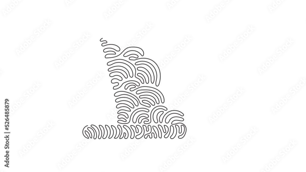 Poster self drawing animation of single line draw top hat isolated icon logo symbol. dark cylinder hat. mag
