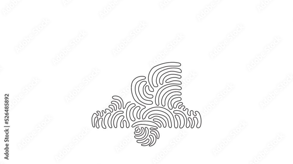 Poster animated self drawing of continuous one line draw bell icon isolated. notification symbol and simple