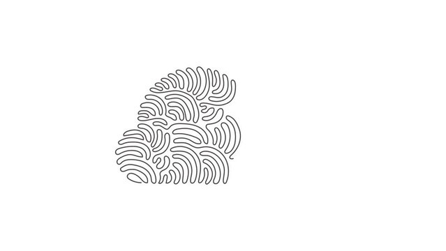 Animated self drawing of continuous line draw shapes, cloud icon. Simple line, outline 3d figures for ui and ux, website or mobile application. Swirl curl style. Full length single line animation.