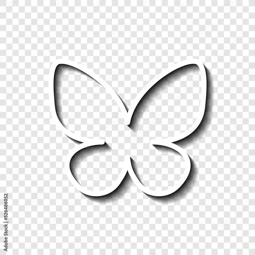 Aufkleber butterfly simple icon vector. flat design. white with shadow on transparent grid.ai