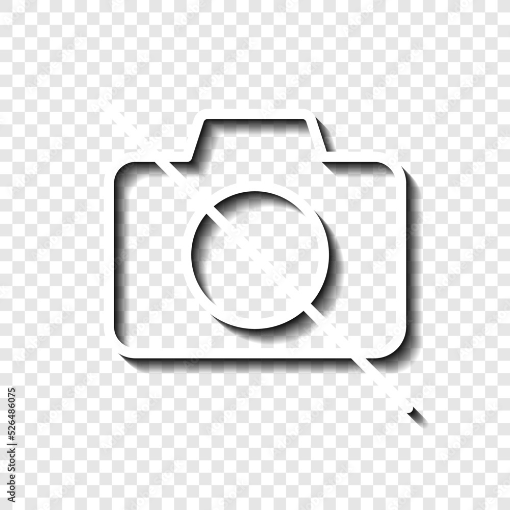 Poster camera, no photo logo simple icon vector. flat design. white with shadow on transparent grid.ai