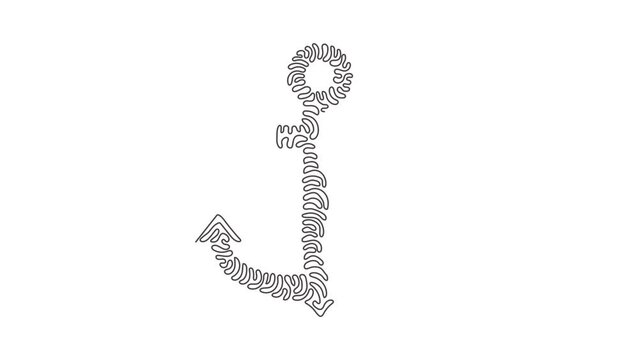 Self drawing animation of single line draw anchor isolated. Ship or boat anchor silhouette, marine symbol, security sign. Ocean symbol. Swirl curl style. Continuous line draw. Full length animated.
