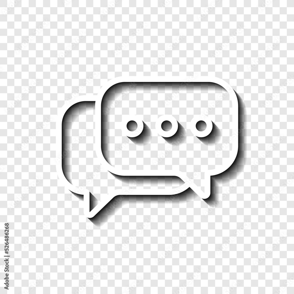 Poster chat, comment, speech bubble simple icon vector. flat design. white with shadow on transparent grid.