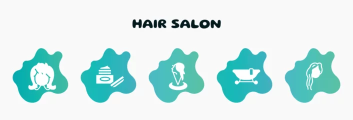 Fotobehang hair salon filled icons set. flat icons such as skincare, hair salon, , woman with long hair, woman icon collection. can be used web and mobile. © VectorStockDesign