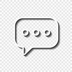 Chat, message logo simple icon vector. Flat design. White with shadow on transparent grid.ai