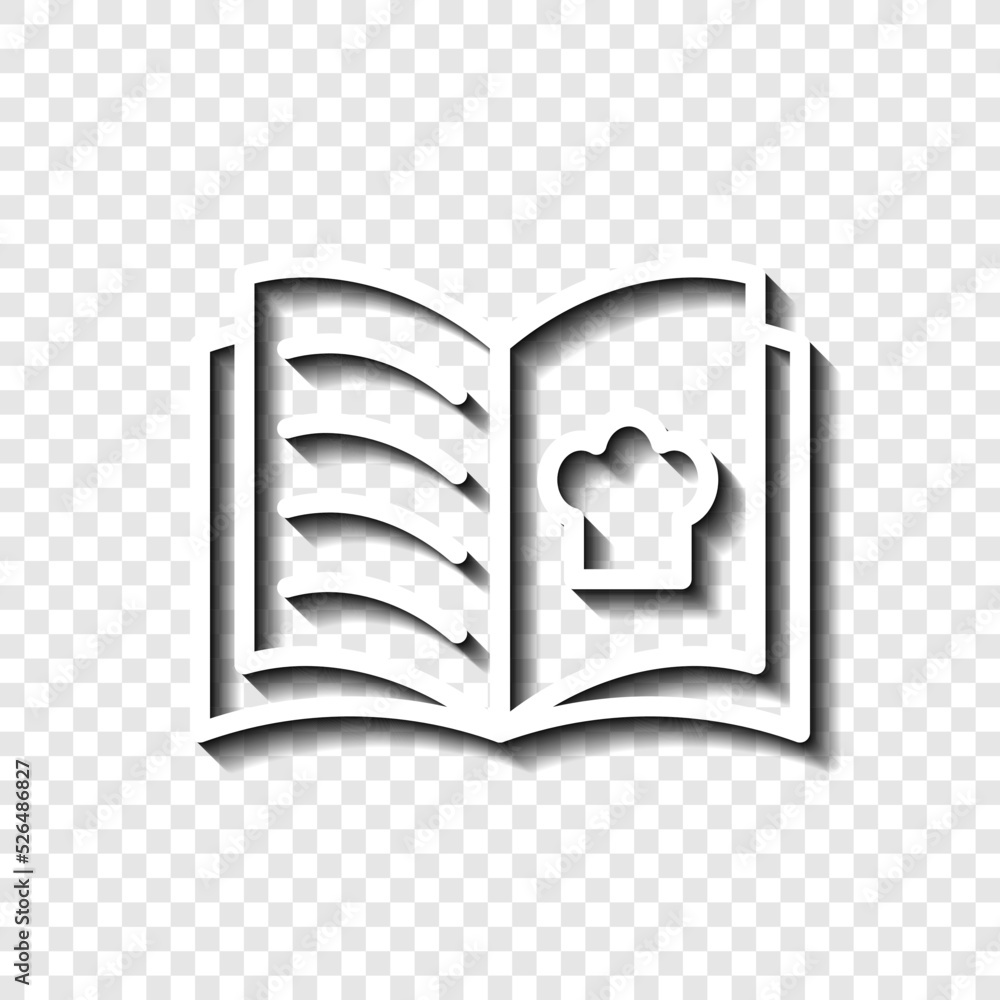 Poster cookbook logo simple icon vector. flat design. white with shadow on transparent grid.ai