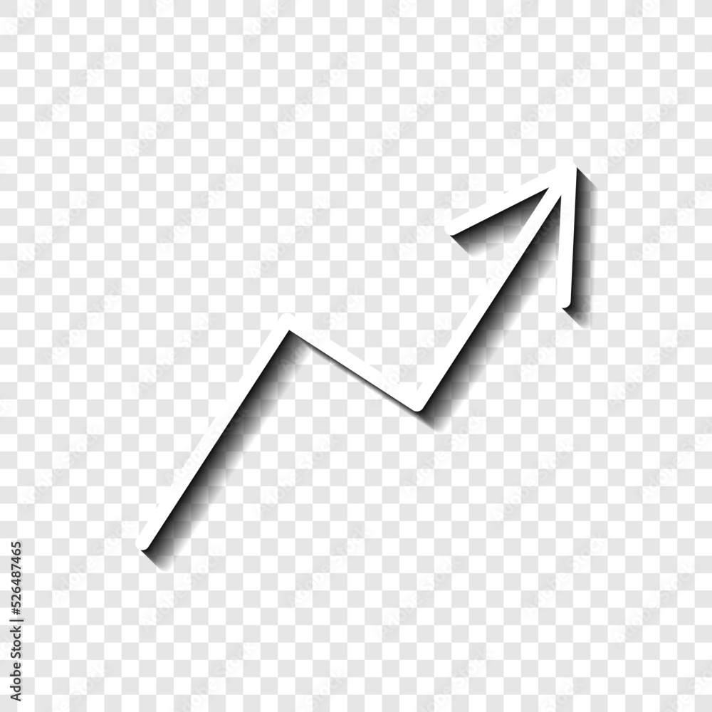 Poster growing arrow simple icon vector. flat design. white with shadow on transparent grid.ai