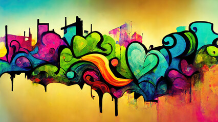 Colorful graffiti as street art wallpaper background texture