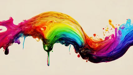 Foto op Canvas Dripping rainbow color paint splashes as background header © Robert Kneschke