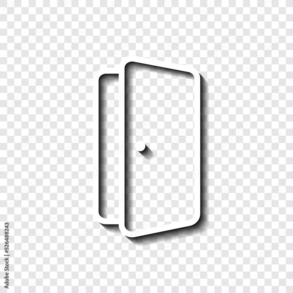 Poster open door simple icon vector. flat design. white with shadow on transparent grid.ai
