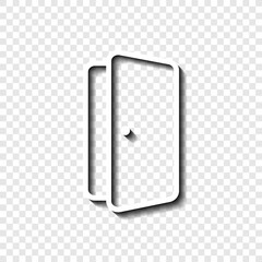 Open door simple icon vector. Flat design. White with shadow on transparent grid.ai