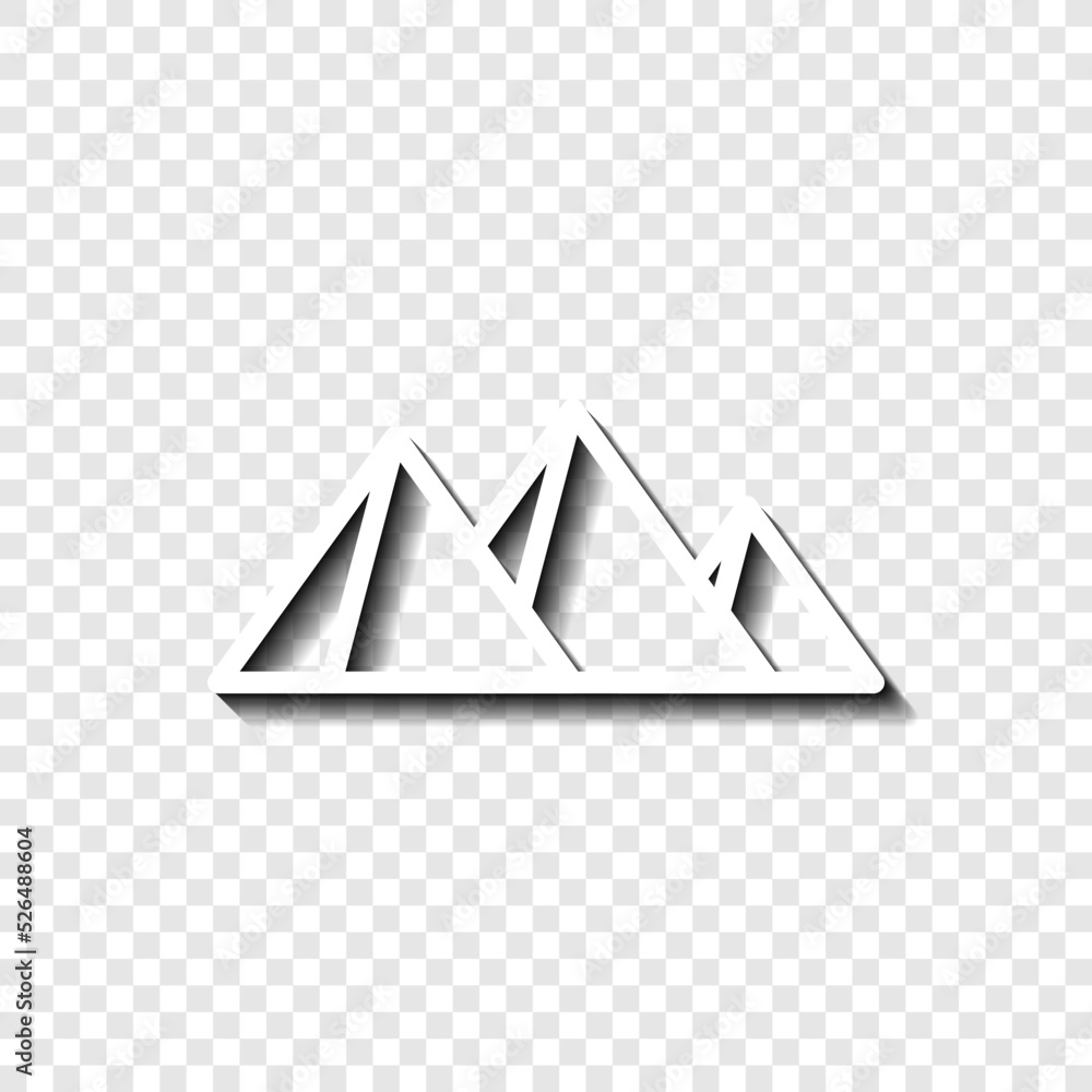 Aufkleber pyramid logo simple icon vector. flat design. white with shadow on transparent grid.ai