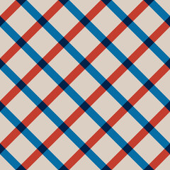 Seamless pattern with diagonal plaid motifs in 4 colors