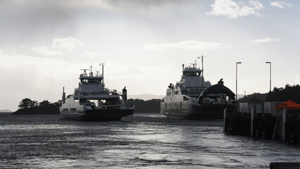 Ferrys in the Selbjørnsfjord of Western Norway