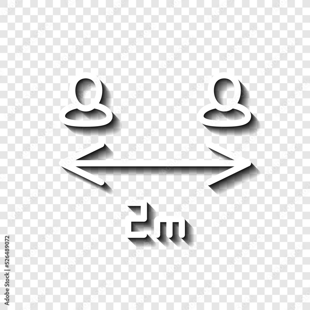 Poster social distance logo simple icon vector. flat design. white with shadow on transparent grid.ai