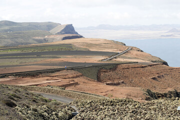 Fototapeta na wymiar Panoramic view of Mirador Del Rio in Lanzarote, Canary Islands 