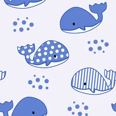 Crédence de cuisine en verre imprimé Baleine seamless pattern with fish