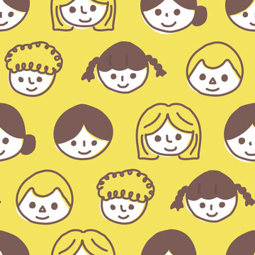 Handrawn People Seamless Pattern