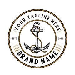 anchor vintage emblem vector design logo. anchor icon concept for construction company or sea related