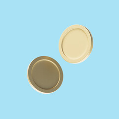 3d Coins motion on blue background, coin icon symbol. 3d illustration