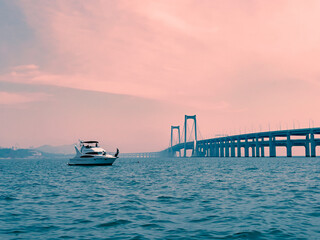 Fototapeta na wymiar The bridge and sea view of Dalian City, Liaoning Province, China