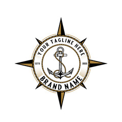 vintage anchor vector design logo. anchor and compass icon concept for sea adventure or sea related © rina