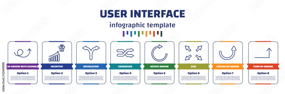 Aufkleber infographic template with icons and 8 options or steps. infographic for user interface concept. incl