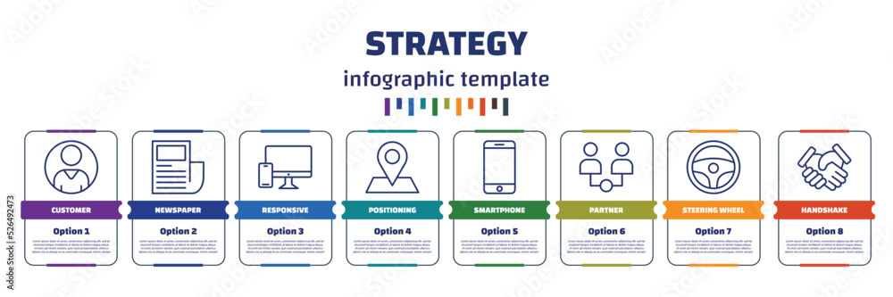 Poster infographic template with icons and 8 options or steps. infographic for strategy concept. included c