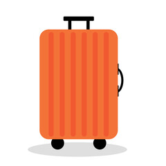 Suitcase orange color. Luggage for travel. Isolated on white background. Vector 
illustration.