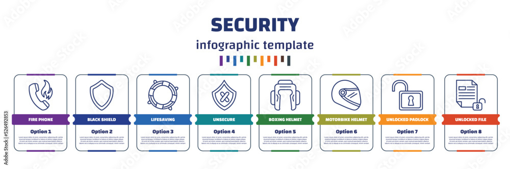 Poster infographic template with icons and 8 options or steps. infographic for security concept. included f