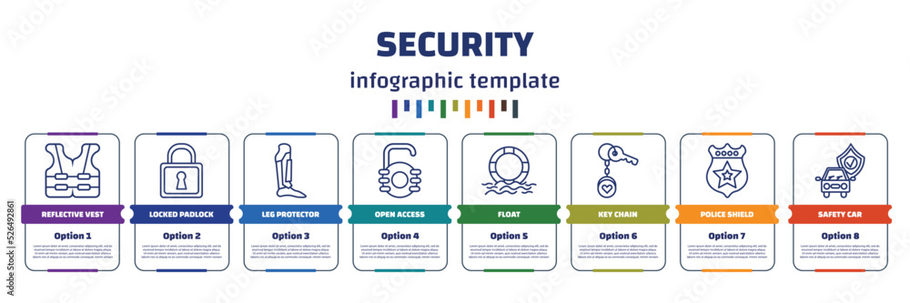 Poster infographic template with icons and 8 options or steps. infographic for security concept. included r