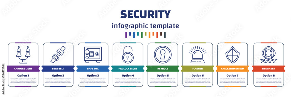 Poster infographic template with icons and 8 options or steps. infographic for security concept. included c