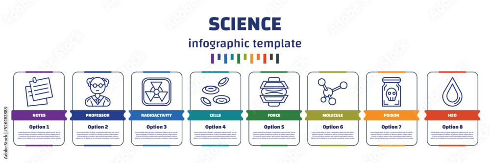 Poster infographic template with icons and 8 options or steps. infographic for science concept. included no