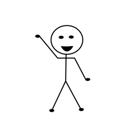 stick man with different poses of standing, running, jumping, thinking, walking