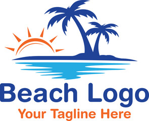 Fototapeta na wymiar Beach-logo-design-vector