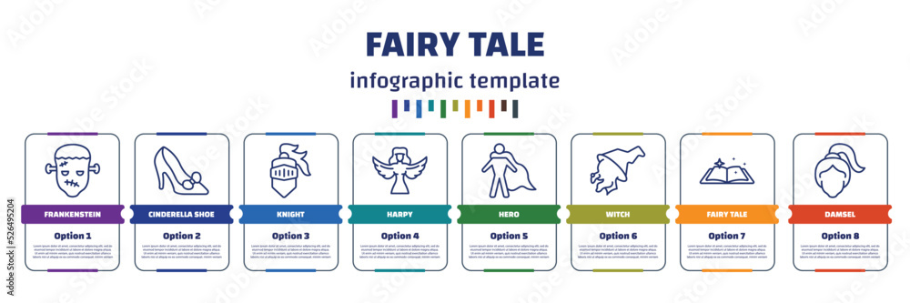 Wall mural infographic template with icons and 8 options or steps. infographic for fairy tale concept. included