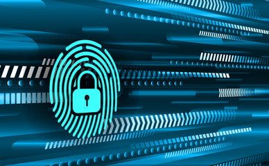 Finger print network cyber security background. hand