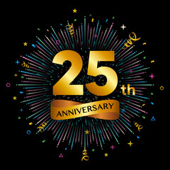 25th anniversary celebration logotype. Golden anniversary celebration template design, Vector illustrations.
