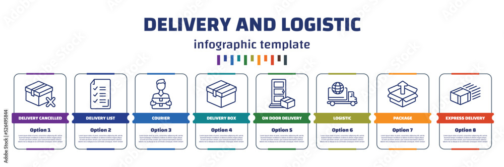 Poster infographic template with icons and 8 options or steps. infographic for delivery and logistic concep